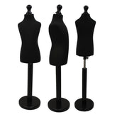 Children Kids Age 2-4 Years Tailors Dummy Mannequin, Black Torso Bust with a Black Wood Round Base